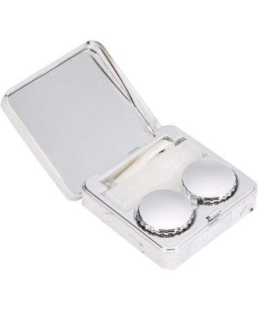 Square Marble Contact Lens Case Portable Cosmetic Box & Travel Set for Daily Outdoor Use (Silver) - Buy Online on GoSupps.com