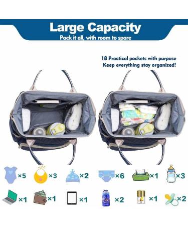 Buy Caucko Baby Diaper Bag | Multifunctional Nylon Travel Backpack with Stroller Hook - Large Capacity & Multiple Compartments (Blue KT01-4) - Buy Online on GoSupps.com