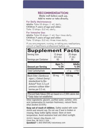 Nature's Way Sambucus Elderberry Drops - Ultra-Strength 6400mg - 1oz Fresh Elderberry - Buy Online on GoSupps.com