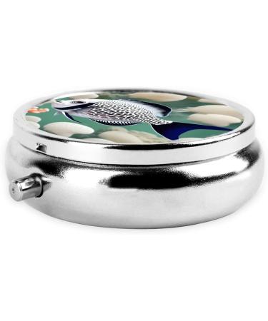 White Tropical Fish Round Pill Box - 3 Compartment Organizer | Portable Travel Pill Box for Easy Travel - Buy Online on GoSupps.com