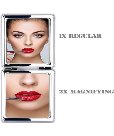 Double Sided Pink Lips Vanity Mirror | Shatterproof & Portable Compact Square Makeup Mirror - Ideal Gift for Women, Mothers, and Kids - Buy Online on GoSupps.com