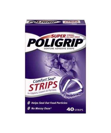 Super Poligrip Strips Size 40 Ct Poligrip Strong All Day Comfort Seal Denture Adhesive Strips