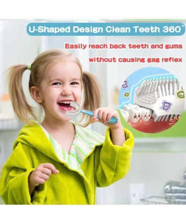 YOTEE U-Shaped Toothbrush for Kids - 2 PCS Soft Silicone Manual Whole Mouth Brush (Ages 6-12) - 360 Oral Cleaning Blue & Pink - Buy Online on GoSupps.com
