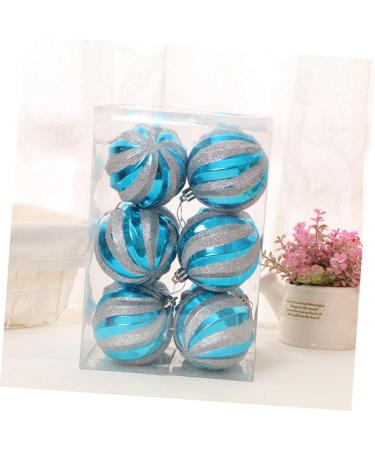 Alipis 6pcs Ornament Glitter Ball Pendant Christmas Ball Pendant Christmas Tree Ball Thread Candy Balls Blue 6.00X6.00X6.00CM - Buy Online on GoSupps.com