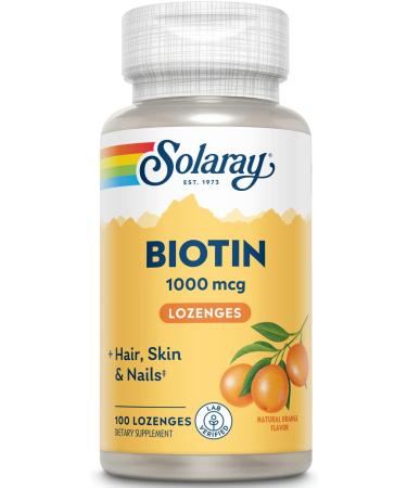 SOLARAY High Potency Biotin 1000mcg Lozenges - Natural Orange Flavor for Healthy Hair, Skin & Nails Support - Buy Online on GoSupps.com