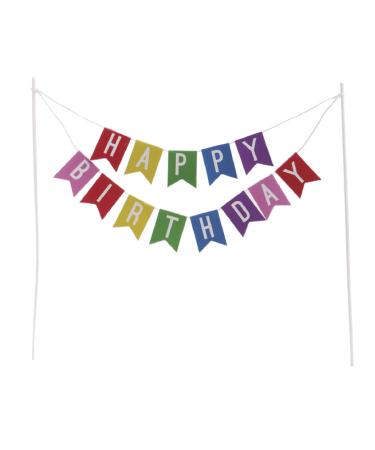 Dekora - Happy Birthday Bunting Cake Topper - Birthday Cake Topper With Colorful Bunting Happy Birthday Flags