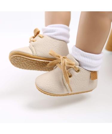 RVROVIC Baby Oxford Loafer Flats | Anti-Slip PU Leather Infant Toddler Shoes 12-18 Months | Soft Sole Beige - Buy Online on GoSupps.com