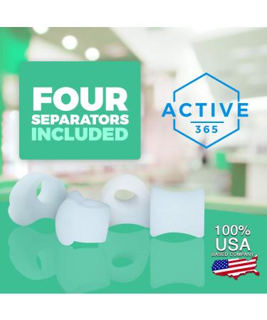 Active 365 Toe Separators for Bunions & Hammer Toes | Gel Toe Spacers & Straightener Splints - Large White | 4 Pieces - Buy Online on GoSupps.com