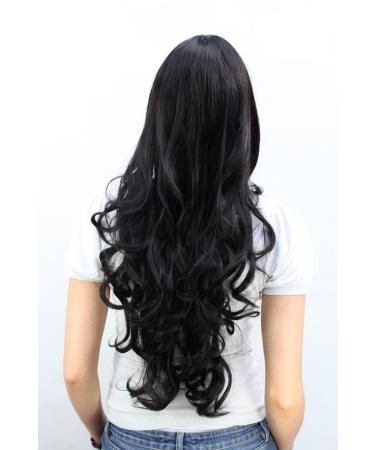 WIG ME UP 3116-2 Black Long Curly Wig with Straight Bangs - Premium Quality Fashion Wig for Women - Buy Online on GoSupps.com