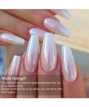 Magic White Pearl Chrome Nail Powder for Fairy Shell Nails - Holographic Ice Glitter with Tool - Buy Online on GoSupps.com