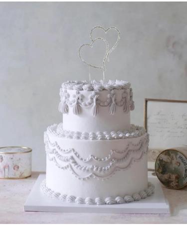 Love Heart Birthday Cake Toppers Happy Anniversary Cake Decorations Cupcake Toppers for Wedding Bridal Anniversary Theme Party Decorations (silvery) - Buy Online on GoSupps.com