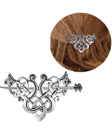 Gearmax 2 Pcs Celtic Hair Stick Silver Knot Hair Clip Vintage Metal Hair Slide Viking Jewelry Hair Clip for Women - Buy Online on GoSupps.com