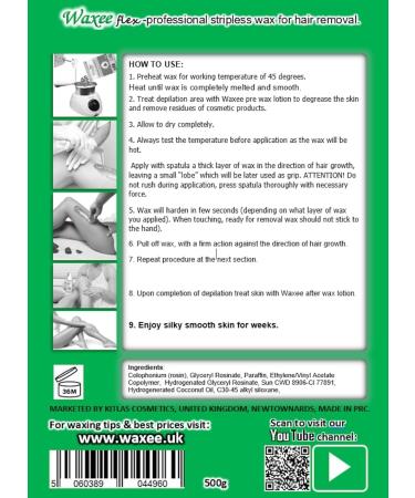 Film Hard wax Stripless hair removal Wax WAXEE flex 500g ALOE Pellets Bikini No strips! Brazilian waxing HOT! - Buy Online on GoSupps.com