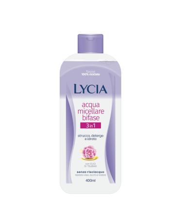 Lycia - Struccante Bifasico 3in1 con Acqua di Fior di Loto e Olio di Tsubaki Senza Risciacquo 400 ml (13.5 Fl Oz) 1 unit - Made in Italy italian import