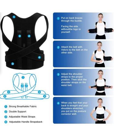 Adjustable Back Brace for Men & Women - XL Size | Relieve Back & Neck Pain | Posture Corrector & Support - Buy Online on GoSupps.com