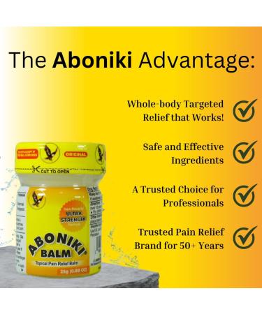 Buy Aboniki Balm Ultra Strength - Fast-Acting Pain Relief Deep Heat & Cooling 1 Glass Jar - Soothes Aches & Pain International Shipping Available - Buy Online on GoSupps.com