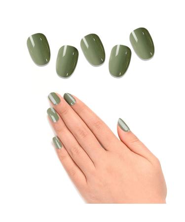 Ebanku 20PCs UV gel nail film olive green self -adhesive uv gel wraps nail sticker nail sticker uv hardening with nail file and stick for women girls nail decoration