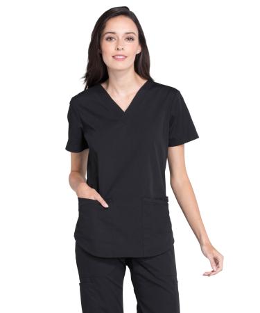 Scrubs for Women Workwear Professionals V-Neck Top Soft Stretch WW665 Small Black