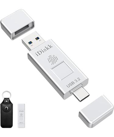 iDiskk USB3.2 512GB Solid State USB Flash Drive 500MB/s Fingerprint Encryption Type C USB Gen 2 Photo Stick,USB-C iPhone memory fingerprint USB stick for iPhone 15 series/Android phones/PC/Mac