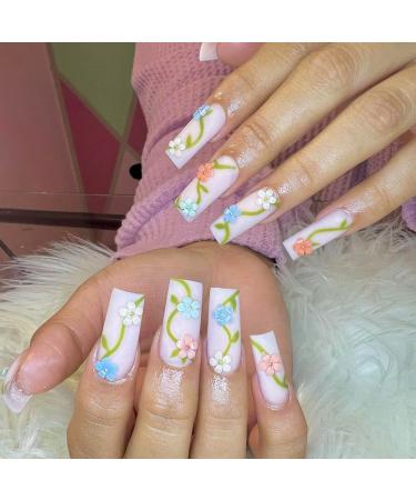 3D Flower Nail Charms - White Pink Cherry Blossom Rhinestones - 2 Boxes Acrylic Nail Art Supplies for Manicure DIY Decorations - Buy Online on GoSupps.com