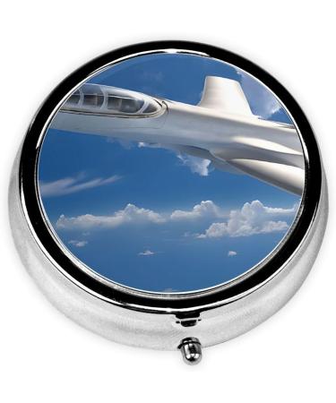 Flying Airplane Printed Mini Round Pill Box | 3 Compartment Travel Organizer | Portable Medicine Case for Home & Office - Buy Online on GoSupps.com