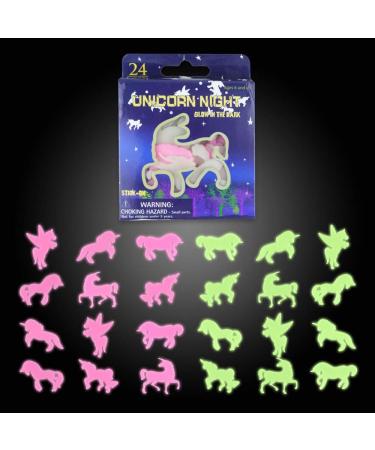 3D Glow in The Dark Magical Fairy Tale Unicorns Florescent Wall Decals Decor Sticker Sensory Nursery Baby Kids Children Bedroom Decoration (24 Unicorns)