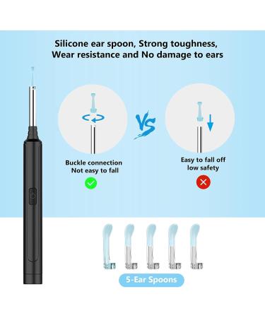 Wireless Ear Wax Removal Tool Camera | 1296P FHD | LED Light | 13 PCS WiFi Earwax Removal Kit | Ear Cleaner for iPhone iPad Android - Black - Buy Online on GoSupps.com