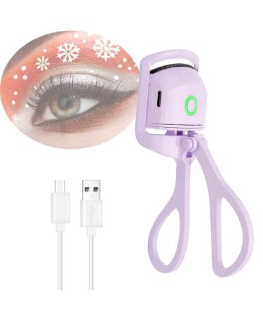 Heated Eyelash Curler Electric Eyelash Curlers 2 Heating Modes Quick Natural Curling Eye Lashes for Long Lasting(Purple) 1Pack-Purple