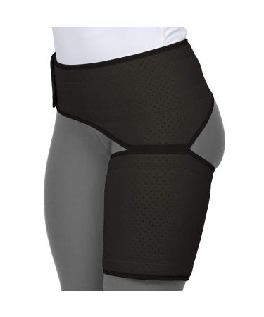 Vive Groin and Hip Brace - Sciatica Wrap for Men and Women - Compression Support for Nerve Pain Relief - Thigh, Hamstring Recovery for Joints, Flexor Strains, Pulled Muscles Black 48" to 58"