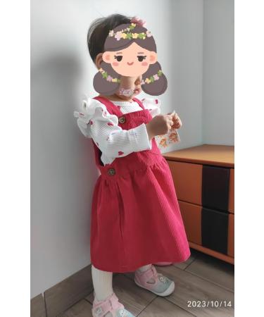 MoccyBabeLee Baby Girl Clothes Set | Long Sleeve Flower Bodysuit Romper & Corduroy Overall Dress | Infant Outfits 9-12 Months Red - Buy Online on GoSupps.com