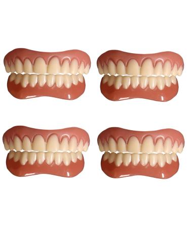 Xzlzmd silica dentures provisional teeth prosthesis upper and lower immediate veneers artificial teeth tooth whitening cosmetic veneers teeth for men women 4 pair
