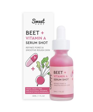 Sweet Chef Beet + Vitamin A Serum Shot Face Serum - Vitamin A (Retinol) Serum for Face with Seaberry Extract - Hydrates + Smooths the Look of Rough Skin and Pores for a Radiant Glow (30ml / 1 fl oz)