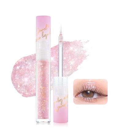 Erinde Liquid glitter eyeliner liquid metallic eyeliner pen shimmer glitter eyeshadow liner Highly pigmented & waterproof Colored Eye liner pencil korean eyes highlight make -up #11 pink peach
