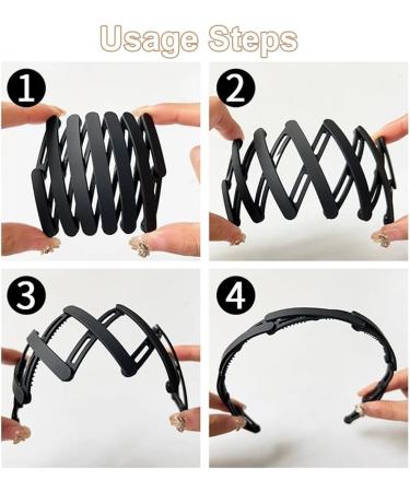 Teegxddy 3 Pieces Retractable Hair Band Women Hair Band Non-slip with Comb Teeth Wavy Hair Bands Portable Plastic Folding Headwear - Buy Online on GoSupps.com