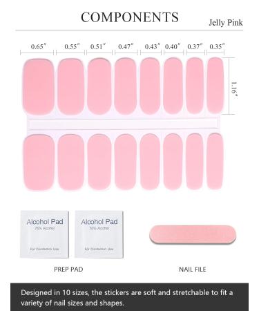 Buy Semi Cured Gel Nail Strips (Jelly Pink) - 16 Pcs UV Nail Stickers | Easy Application | Translucent Gel Nail Wraps for Stunning Nails - Buy Online on GoSupps.com