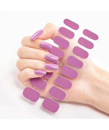 Semi Cured Gel Nail Strips - Purple Semi Cured Nail Wraps - Soft Self-Adhesive Gel Nail Stickers with Nail File Stick - Waterproof French Gel Nall Wrap Stickers with UV Light (Purple) - Buy Online on GoSupps.com