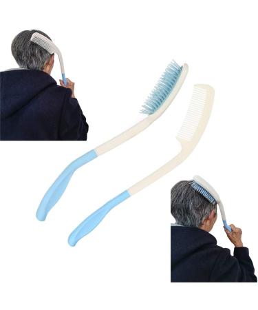 TANDC Long Handle Reach Comb Brush Set for Elderly with Limited Dexterity or Arthritis - White - Buy Online on GoSupps.com