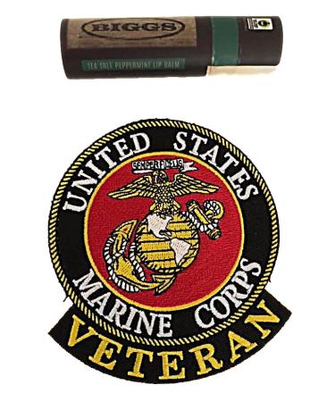 BIGGS Tea Tree Peppermint Lip Balm 0.25 oz and EE Inc. US Marine Corps Veteran Iron-on Patch 3.63 inch BIGGS Military Combo Pack - Buy Online on GoSupps.com
