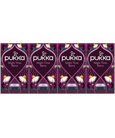 Pukka Pukka 4-pack of organic fruit-based tea bags "Night Time Berry " featuring chamomile lavender echinacea and elderberry for a peaceful evening's rest