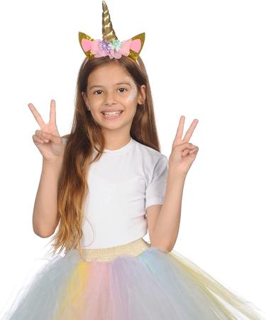 FUNCREDIBLE Unicorn Headband with Chunky Glitter - Rainbow | Halloween Cosplay Party Costume Accessory for Women, Girls, and Kids - Buy Online on GoSupps.com
