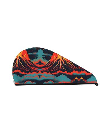 Volcano Coral Velvet Dry Hair Cap Caps with Buttons for Drying Curly Long & Thick Hair Anti Frizz