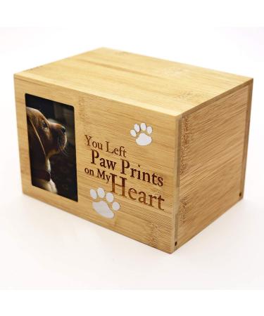 Enbove Burly Wood Pet Urn with Photo Frame | Small Animal Funeral Cremation Urn for Dogs | Keepsake Memorial Ash Urn - Buy Online on GoSupps.com