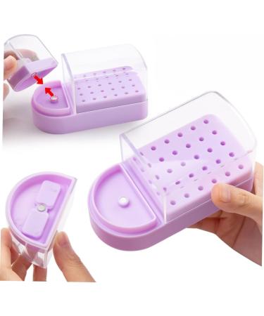 minkissy Box Drills Cleaning Brush Nail Art Salon Goods Manicure Polishing Heads Organizer Nail Drill Holder Drill Bit Holder Nail Drill Bits Container Purple Tool Holder Ceramics Plastic - Buy Online on GoSupps.com