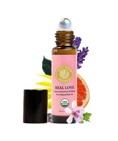 Organic Love Essential Oil Floral Blend Roll On 100% Pure USDA Certified Aromatherapy with Ylang Ylang Lavender & Geranium - 10ml Roller by Silk Road Organic