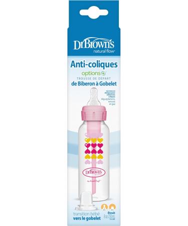 Dr. Brown's Options+ Narrow Bottle to Sippy Baby Bottle Start Kit Pink 8 Ounce 8 oz Narrow Neck Start Kit Pink - Buy Online on GoSupps.com