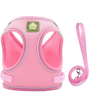 Femax Adjustable Dog Harness & Leash for Small/Medium Dogs & Cats - Soft Mesh No Pull Reflective Breathable Vest for Puppies - Fits Chihuahua & Cats (Breast 35-40cm) - Pink - Buy Online on GoSupps.com