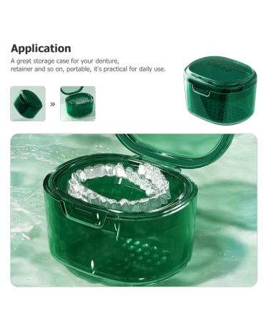 Haelaved Retainer Case Denture Bath Cup with Strainer Basket - Orthodontic Mouth Case for False Teeth (Green) - Buy Online on GoSupps.com