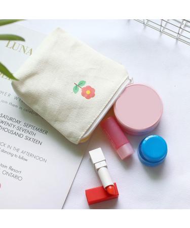 Canvas Zipper Pouch for Women - White Tie Earphone Lipstick Holder Bag - Buy Online on GoSupps.com
