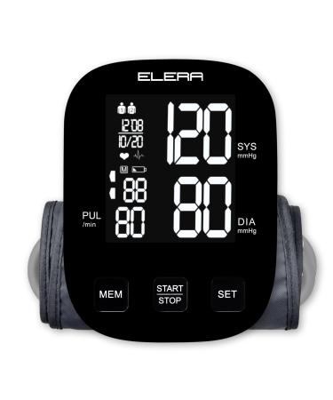 ELERA Blood Pressure Monitors for Home Use Automatic Upper Arm Blood Pressure Monitor with Large Cuff (9''-17'') Large Backlit Display USB Cable & Batteries Included 9''-17'' Large Cuff