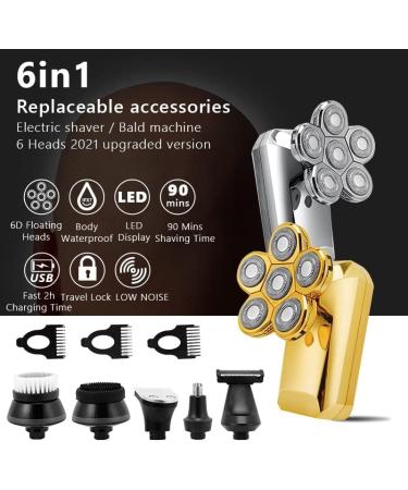 Buy 6 in 1 Electric Razor for Men - Rechargeable 4D Shaver Beard & Hair Trimmer Silver Color - Buy Online on GoSupps.com